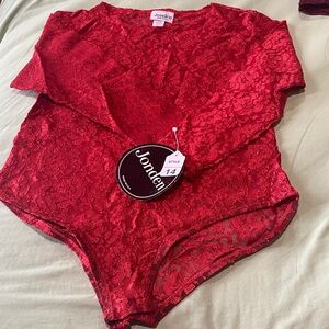 Jonden Red Lace Long Sleeve Bodysuit